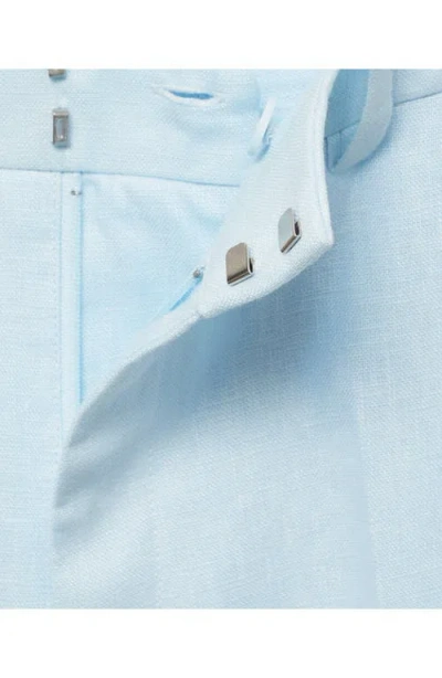 Mango Boreli Linen Pants In Sky Blue