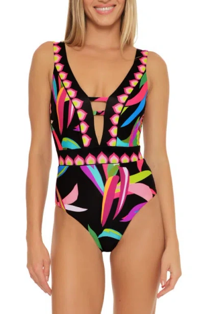 Trina Turk Birds Of Paradise Cutout One-piece Swimsuit In Birds Of Prey