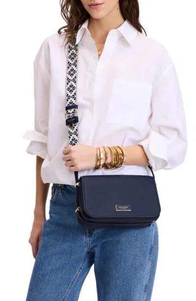 Kate Spade New York Small Liv Pebble Leather Flap Crossbody Bag In Parisian Navy