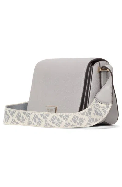 Kate Spade New York Small Liv Pebble Leather Flap Crossbody Bag In Nimbus Grey.