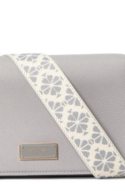 Kate Spade New York Small Liv Pebble Leather Flap Crossbody Bag In Nimbus Grey.
