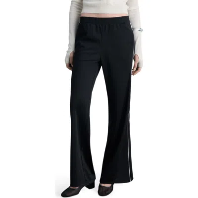 Shop Mango Piped Flare Leg Pants In Black