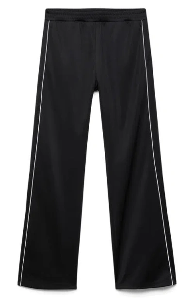 Mango Piped Flare Leg Pants In Black