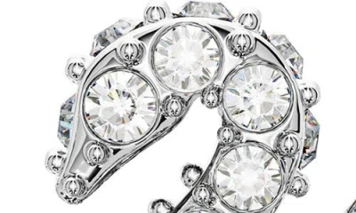 Swarovski Swan Crystal Stud Earrings In White/silver