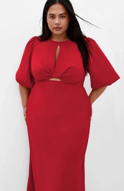 CITY CHIC CITY CHIC INES TWIST FRONT PUFF SLEEVE MAXI DRESS 