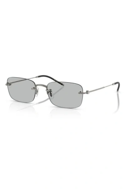 Oliver Peoples 53mm Rectangular Optical Glasses In Pewter/demo Lens Grey Wash