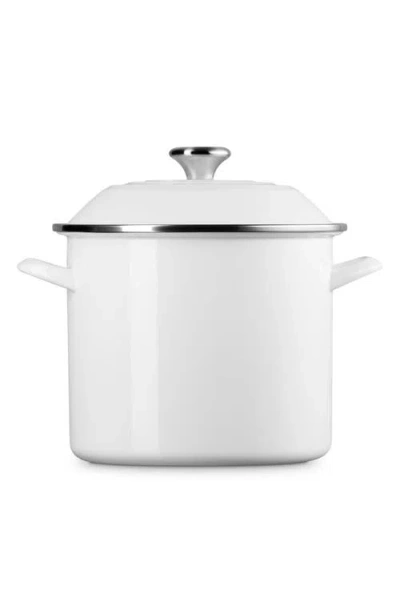 Le Creuset 8-quart Enameled Stainless Steel Stock Pot In White