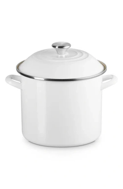 Le Creuset 8-quart Enameled Stainless Steel Stock Pot In White
