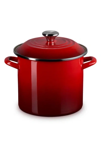 Le Creuset 8-quart Enameled Stainless Steel Stock Pot In Cerise