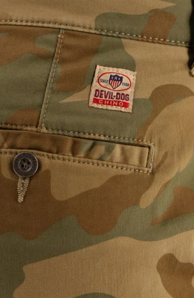 Devil-dog Dungarees Camo Print 9-inch Performance Stretch Chino Shorts In Dusty Camo