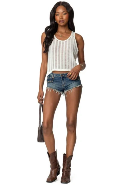 Edikted Keziah Ladder Stitch Sheer Tank In Cream