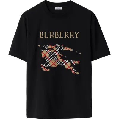 Burberry Cross Stitch Ekd Cotton T-shirt In Black