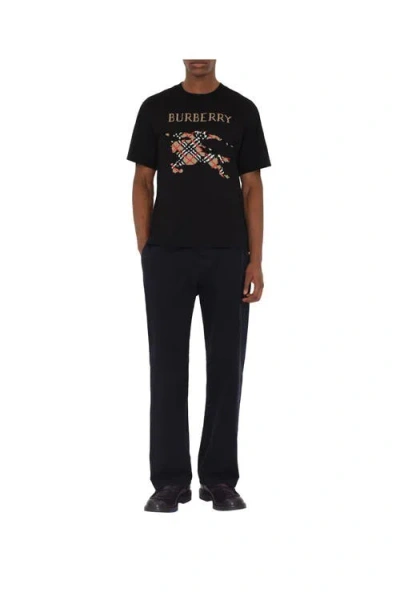 Burberry Cross Stitch Ekd Cotton T-shirt In Black
