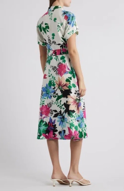 Tahari Asl Floral Midi Shirtdress In Multi