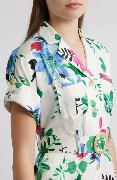 Tahari Asl Floral Midi Shirtdress In Multi