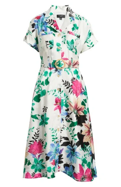Tahari Asl Floral Midi Shirtdress In Multi