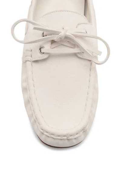 Mango Lace-up Leather Boat Shoe In White