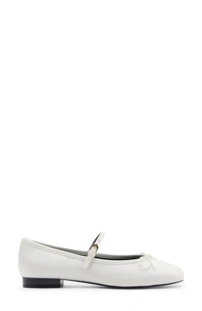 Mango Buckle Strap Corduroy Ballerina Flat In White