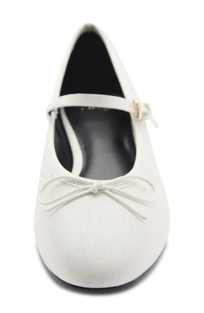 Mango Buckle Strap Corduroy Ballerina Flat In White