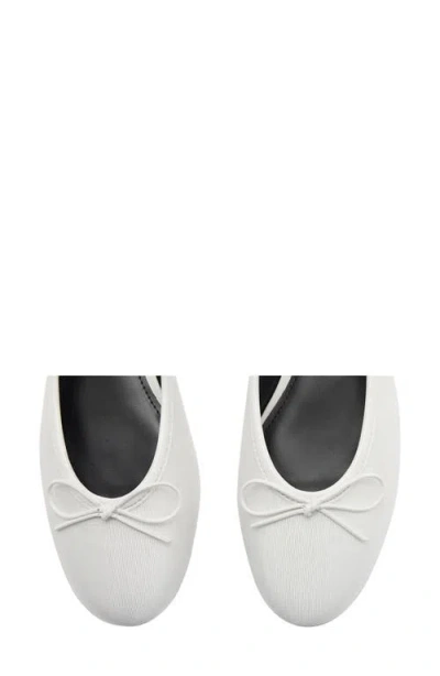 Mango Buckle Strap Corduroy Ballerina Flat In White