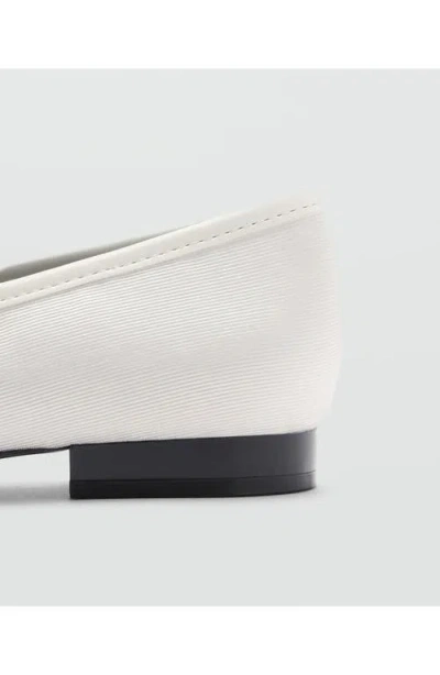 Mango Buckle Strap Corduroy Ballerina Flat In White