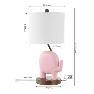Jonathan Y Ellie 20.25" Bohemian Designer Iron/resin Elephant Led Kids' Table Lamp With Phone Stand In Pink