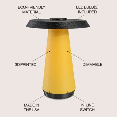 Jonathan Y Bruno 12.25" Mid-century Minimalist Plant-based Pla 3d Printed Dimmable Led Table Lamp In Yellow/black With Yellow Shade