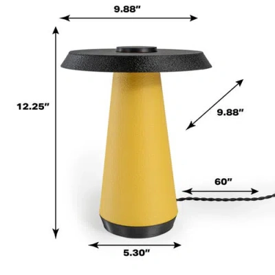 Jonathan Y Bruno 12.25" Mid-century Minimalist Plant-based Pla 3d Printed Dimmable Led Table Lamp In Yellow/black With Yellow Shade