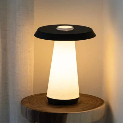 Jonathan Y Bruno 12.25" Mid-century Minimalist Plant-based Pla 3d Printed Dimmable Led Table Lamp In White/black With White Shade