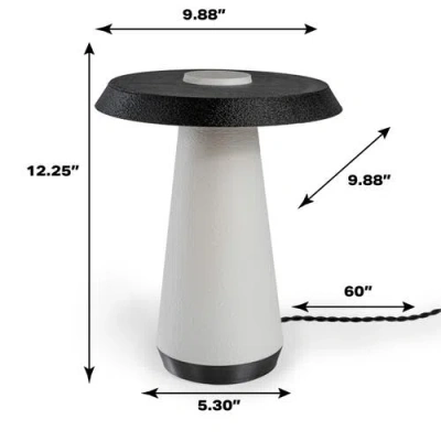 Jonathan Y Bruno 12.25" Mid-century Minimalist Plant-based Pla 3d Printed Dimmable Led Table Lamp In White/black With White Shade