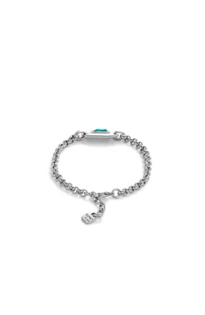 Unode50 Sterling Silver-plated Chain Bracelet With Green Crystal In Metallic