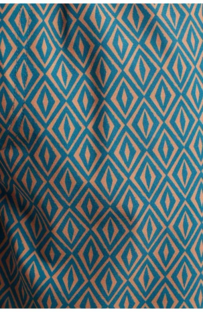 Stone Rose Retro Geometric Print Swim Trunks In Blue