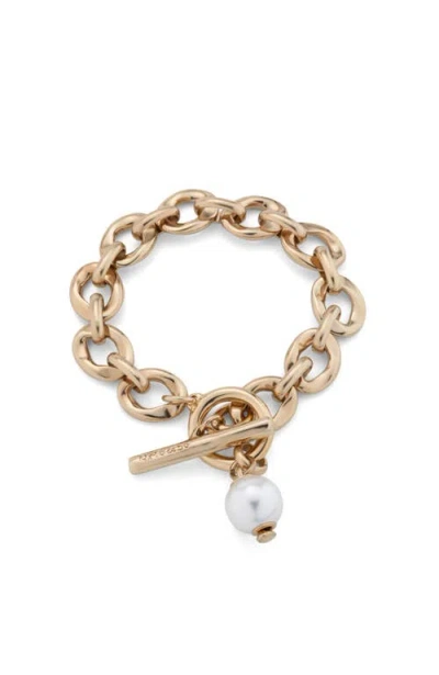 Unode50 Links And Cultivated Pearl Charm Bracelet In Gold