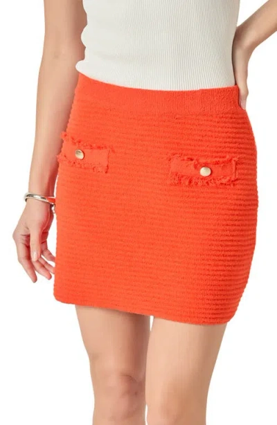 English Factory Textured Knit Miniskirt In Orange Red
