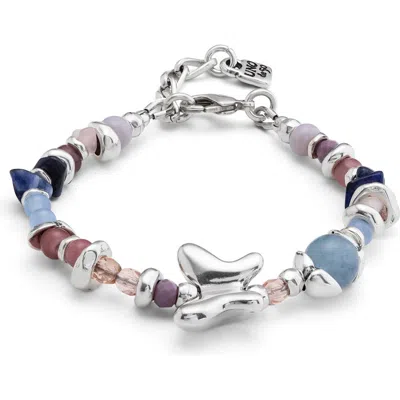 Unode50 Sterling Silver-plated Beaded Bracelet With Multicolor Handmade Crystals In Silver