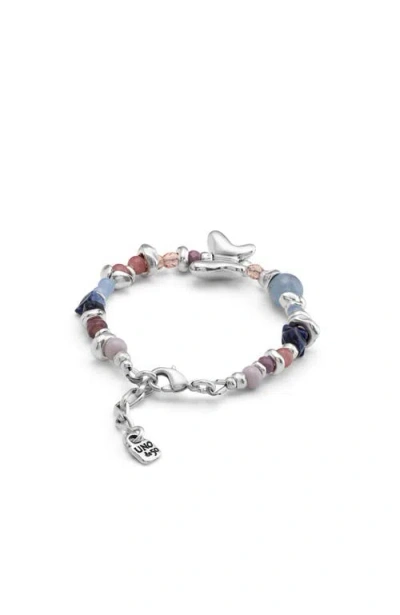 Unode50 Sterling Silver-plated Beaded Bracelet With Multicolor Handmade Crystals In Silver