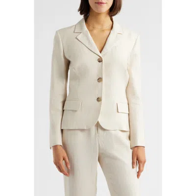 Frame The Smart Linen Blend Blazer In White