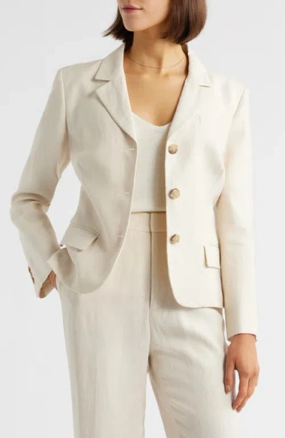 Frame The Smart Linen Blend Blazer In White