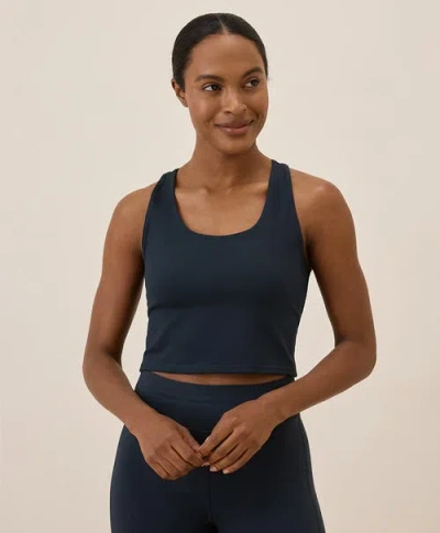 Pact On The Go-to Crop Tank Made With Organic Cotton In Midnight Blue