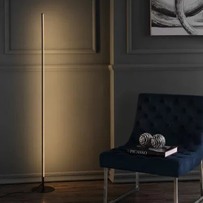 Jonathan Y Iris 59.5" Led Integrated Floor Lamp In Black