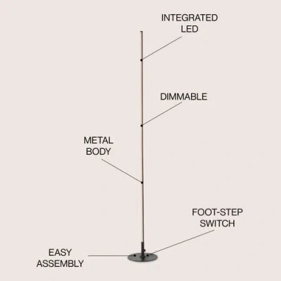 Jonathan Y Iris 59.5" Led Integrated Floor Lamp In Black