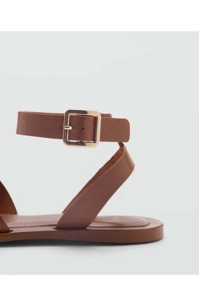 Mango Leather Sandals With Buckle Strap Leather In Brown