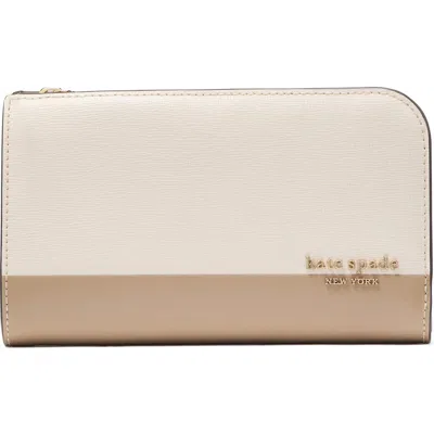 Kate Spade New York Devin Colorblock Saffiano Leather Bifold Wallet In Timeless Taupe Multi