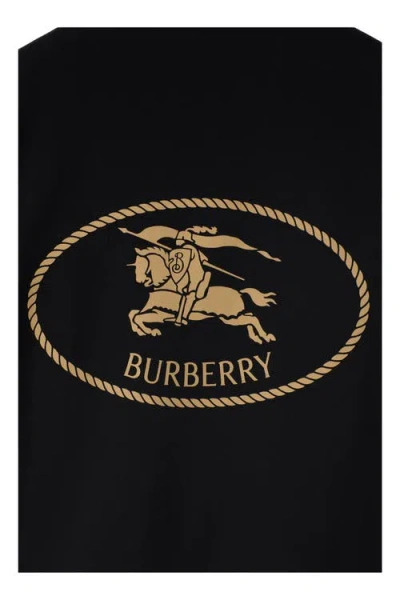 Burberry Cotton Sweatshirt With Logo Embroidery In Black