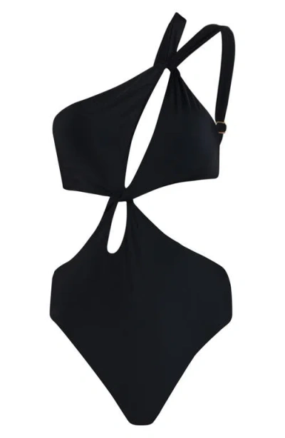 L Agence L'agence Camilla Cutout One-shoulder One-piece Swimsuit In Black