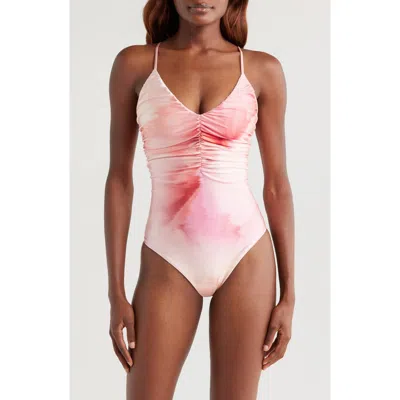Shop Boamar Fibi Ruched One-piece Swimsuit In Flora