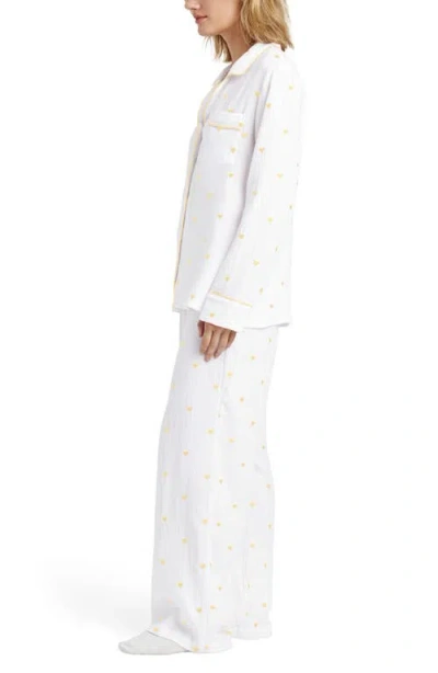 Splendid Lottie Love Cotton Gauze Pajamas In White/limoncello