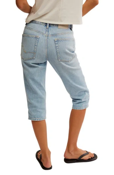 Free People Sun City High Waist Capri Jeans In Pale Indigo