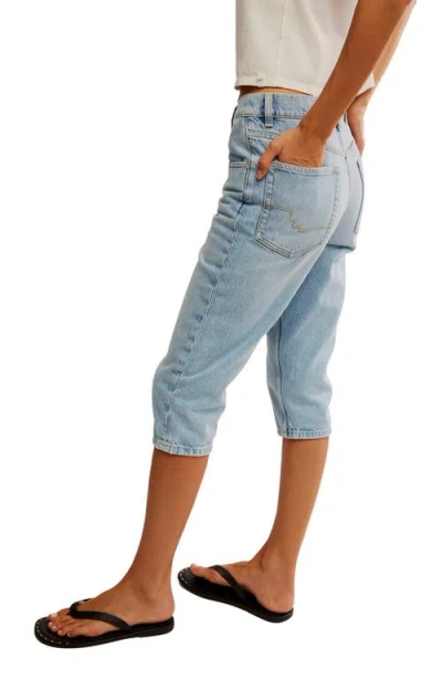Free People Sun City High Waist Capri Jeans In Pale Indigo