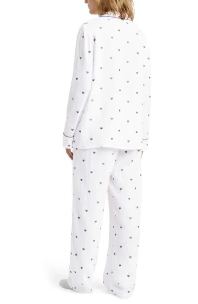 Splendid Lottie Love Cotton Gauze Pajamas In White/dried Lilac
